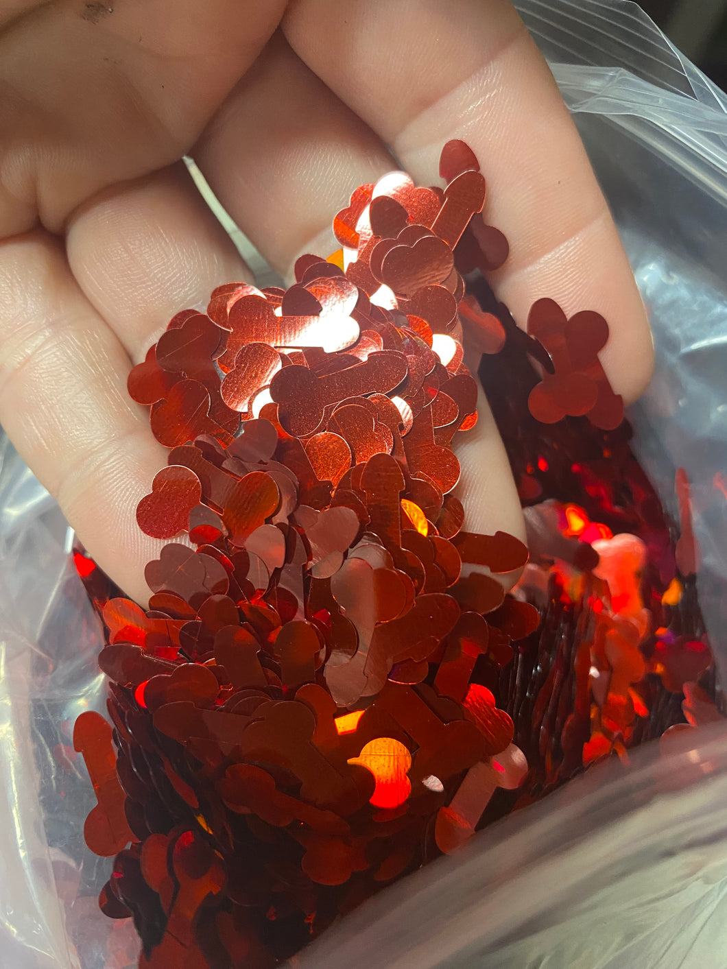 Red Ride-on dime bag penis