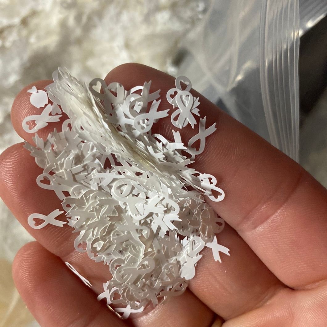 White awareness ribbon dime bag