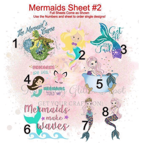 Mermaid Full Color Sheet 2 Clear Slides - Main glitter site 