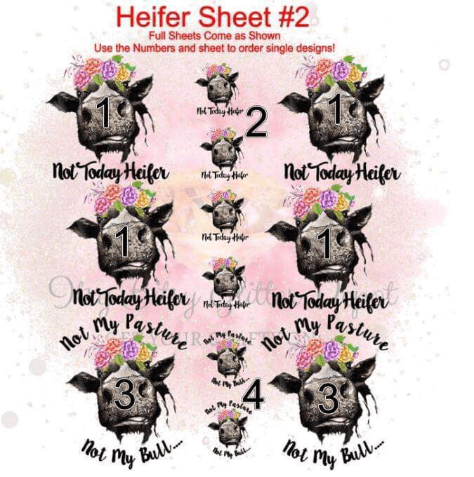 Heifer Sheet 2 Full Clear Laser Printed Sheet - Main glitter site 