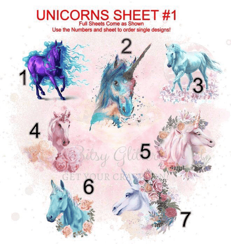 Unicorn Sheet 1 Full Sheet Clear - Main glitter site 