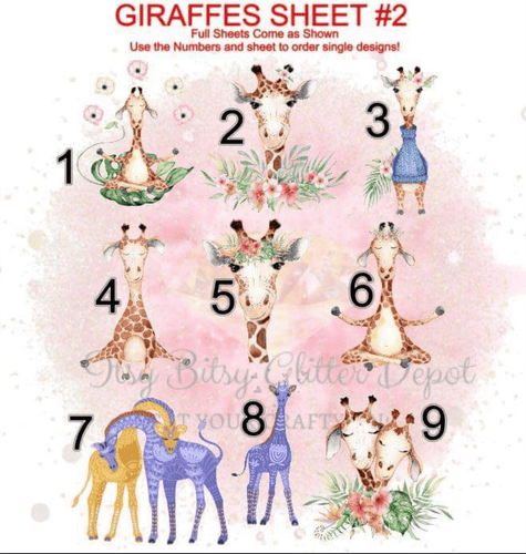 Full Clear Sheet Giraffes Number 2 - Main glitter site 