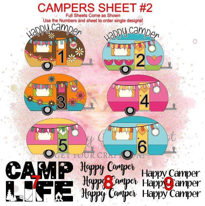 Full Sheet Campers 2 Clear Waterslides - Main glitter site 