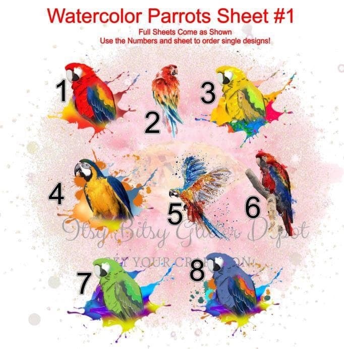 Parrots FULL sheet clear slides - Main glitter site 