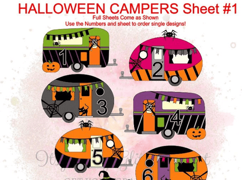 Haloween Campers 1 FULL sheet clear slides - Main glitter site 