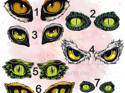 Eyes 1 FULL sheet clear slides - Main glitter site 