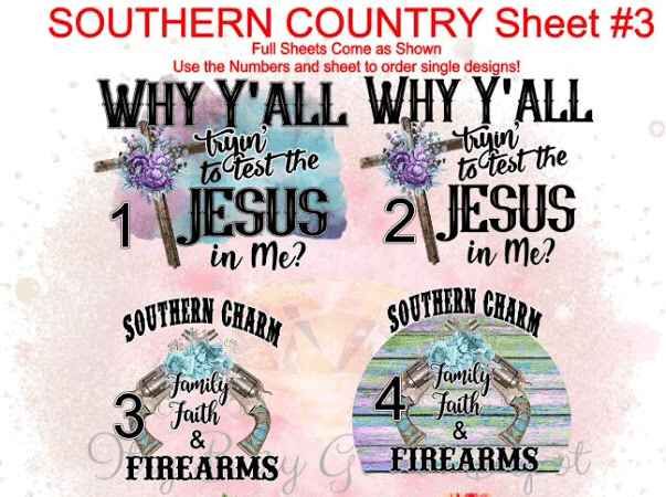 Southern Country 3 FULL sheet clear slides - Main glitter site 