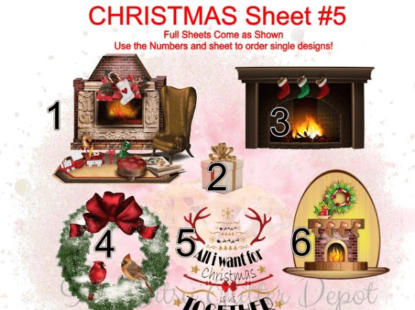 Christmas 5 FULL sheet clear slides - Main glitter site 