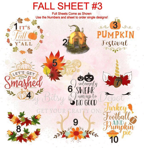 Fall Sheet Number 3 FULL sheet clear slides - Main glitter site 