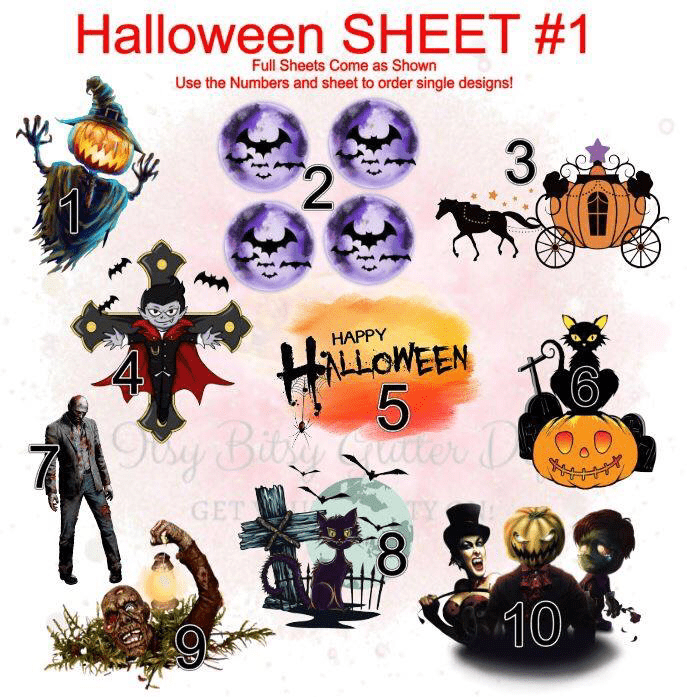 Haloween Sheet 1 FULL sheet clear slides - Main glitter site 