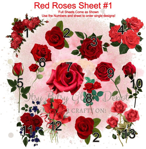 Full Sheet 1 Clear Roses Waterslide - Main glitter site 