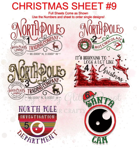 Christmas Sheet #9 FULL sheet clear slides - Main glitter site 
