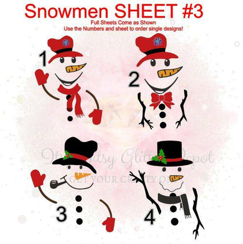 Snowman 3 FULL sheet clear slides - Main glitter site 