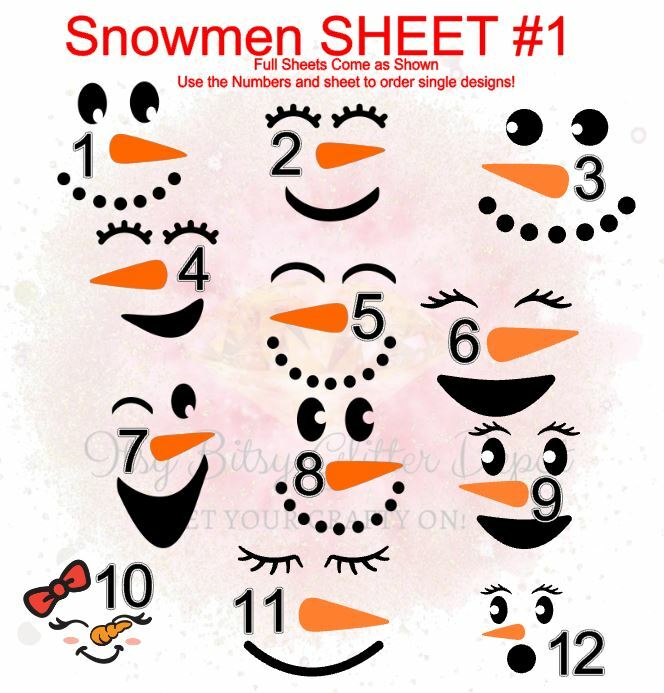 Snowman 1 FULL sheet clear slides - Main glitter site 