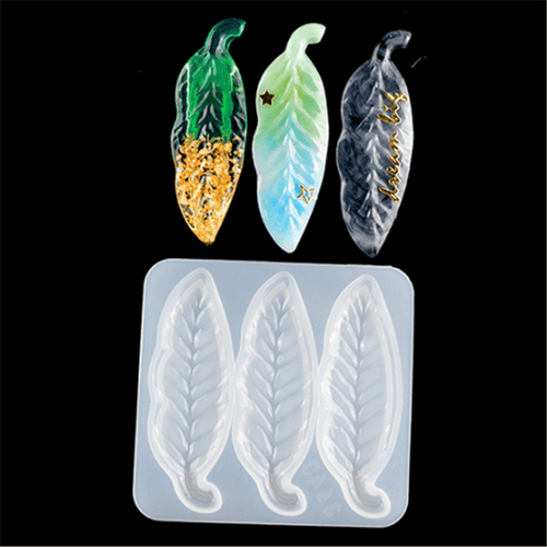 New leaf 3 cavity mold for barrettes with hardware pack - Main glitter site 