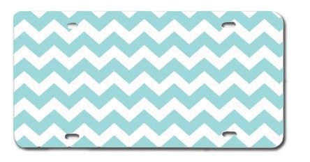Blank Licence Plates Teal Chevron - Main glitter site 