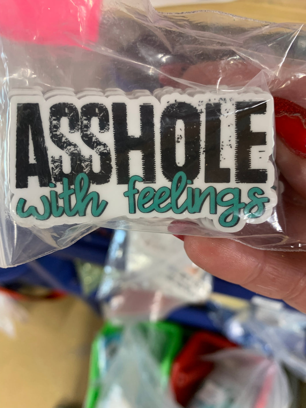 Asshole with feelings vinyl sticker - Main glitter site 